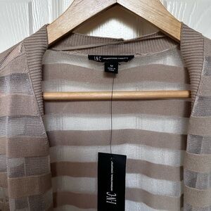 INC International Concepts Beige and White Striped Cardigan